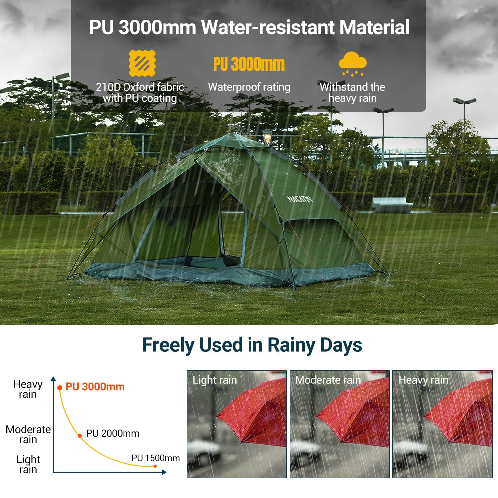 NACATIN Automatic Dome Tent Double-skin Spring-loaded Camping Waterproof Oxford PU 3000mm Outdoor Mosquito Net