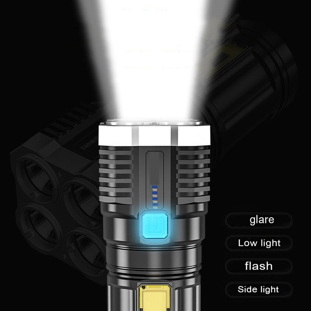 KDULIT 4-5 Core Portable LED Flashlight USB Rechargeable Camping Working Light COB Lamp Built In Battert Multifunction Lantern