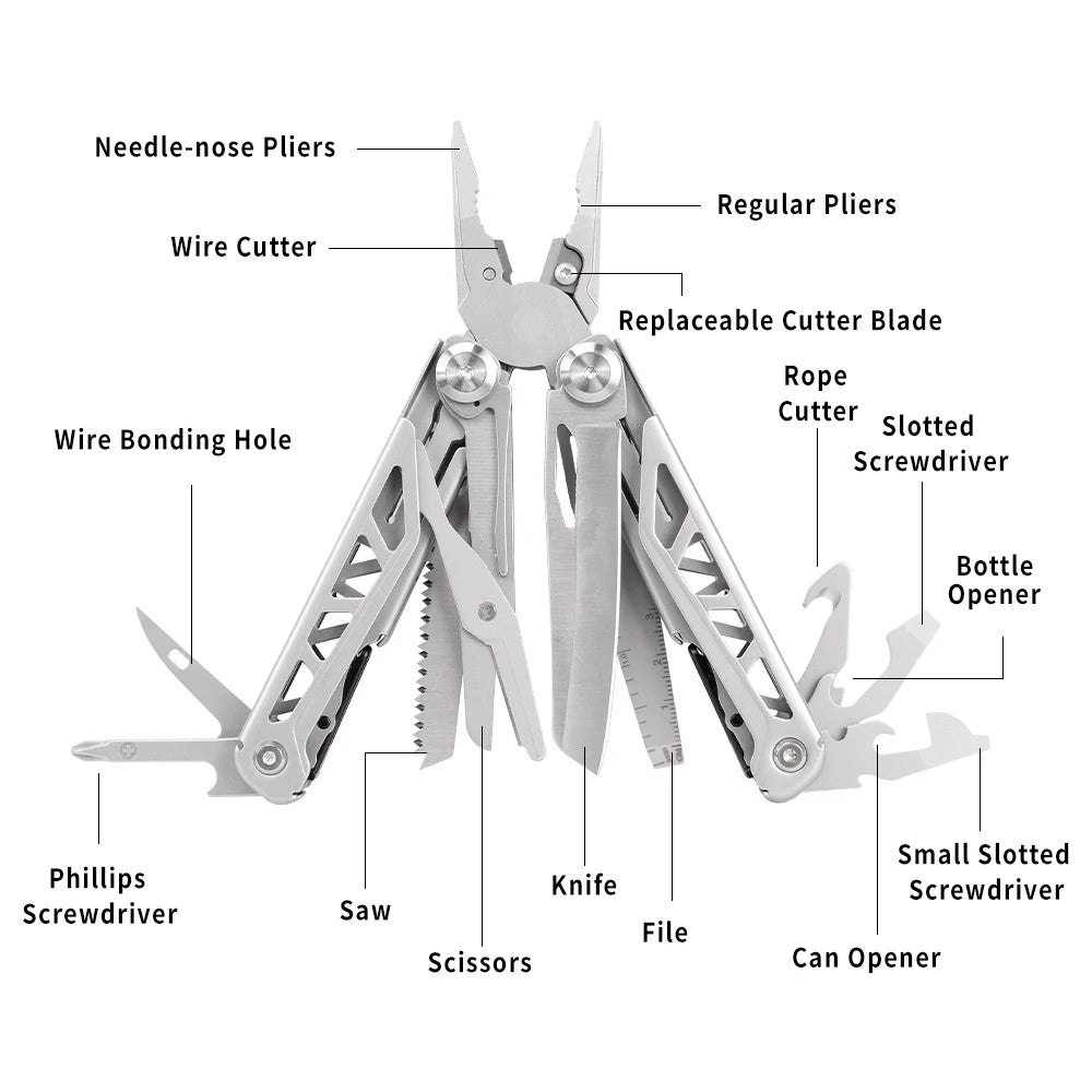 ZK30  Stainless Steel Multi-tool Pocket Knife Plier Folding Plier Mini Portable Folding Pliers Outdoor Camping Survival EDC Tool