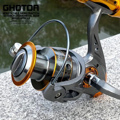 GHOTDA Fishing Reel Spinning 1000-7000 Series Metal Spool Spinning Wheel for Sea Fishing Carp Fishing