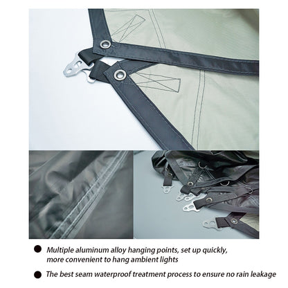 5x4.5m Large Black Coating Tarp Waterproof Hexagonal Awning Camping Outdoor Shade Tarpaulin Tent Shelter Sunshade Flysheet