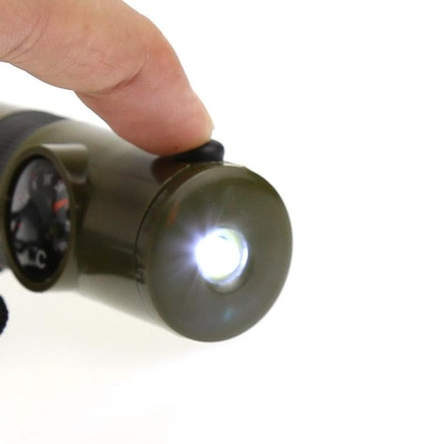 7 In 1 Military Survival Whistle Multi-function Emergency Life Saving Tool Camping Hiking Accessory flashlight Compass