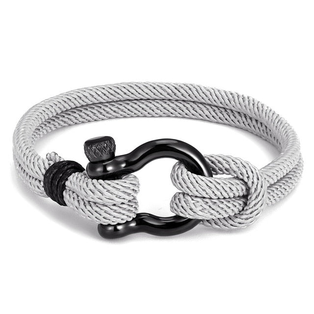 MKENDN Navy style Camping Parachute cord Survival Anchor Bracelet Men Women with Black Stainless Steel Sport Buckle