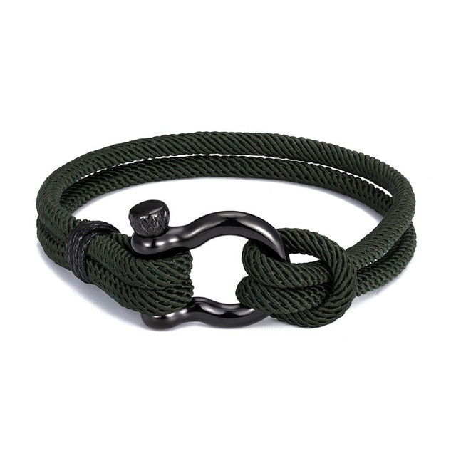 MKENDN Navy style Camping Parachute cord Survival Anchor Bracelet Men Women with Black Stainless Steel Sport Buckle