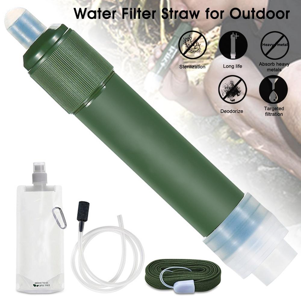 Outdoor Water Filter Straw Portable Filtration System 2-Stage Water Purifier Survival Gear for Camping Hiking Climbing and Emerg