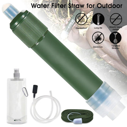 Outdoor Water Filter Straw Portable Filtration System 2-Stage Water Purifier Survival Gear for Camping Hiking Climbing and Emerg