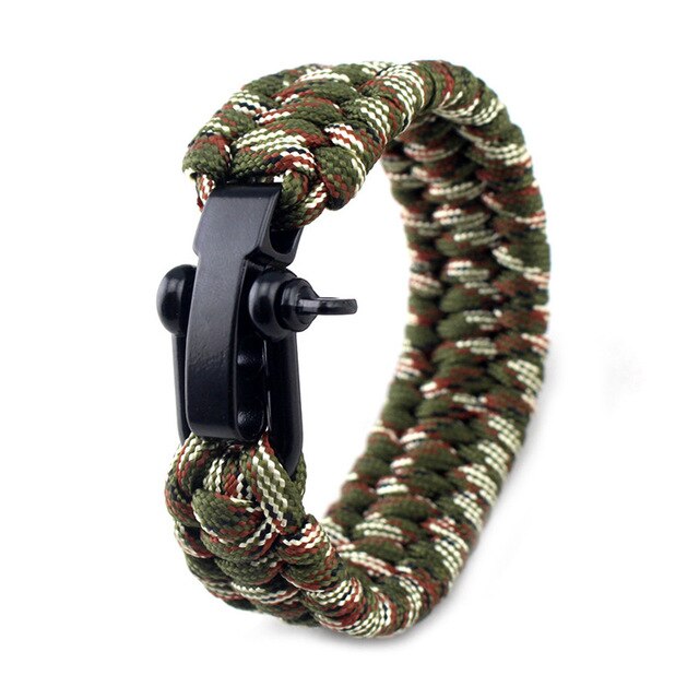 1* Outdoor Camping Rescue 7 Strand Wristband Survival Parachute Cord Braided Rope Adjustable Emergency Hand Strap Bracelet TSLM1